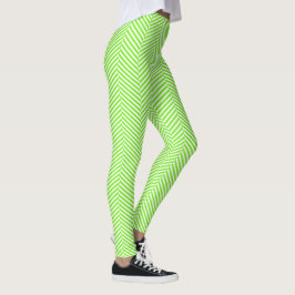 Leggings im Zickzack Herringbone-Stil, grün und we