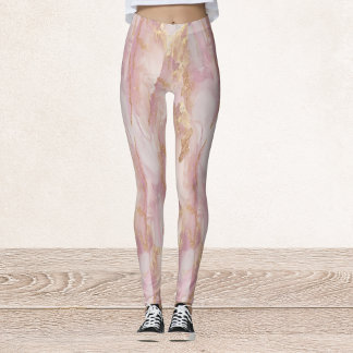 Leggings in Aquarellfarbe, Rosa und Gold