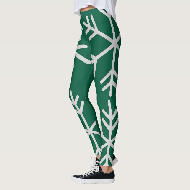 Leggings in dunkelgrüner Hoch-Taille (Links)