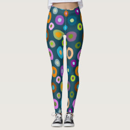 Leggings in farbenfrohen Punkten auf dunkelblau