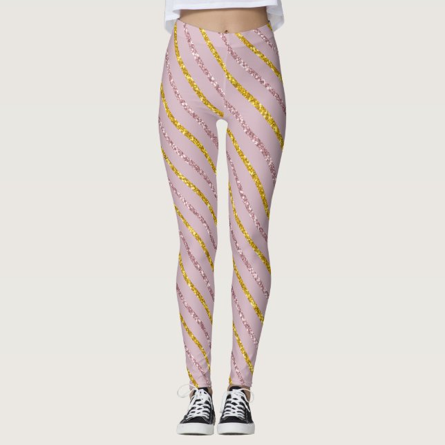 Leggings in Rosa und Gold (Vorderseite)
