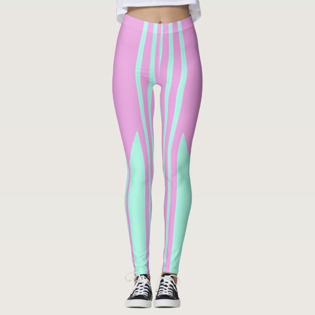Leggings in Rosa und Grün gestreift (Vorderseite)
