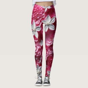 Leggings in Rosa und Weiß mit Blumen: feine Elegan