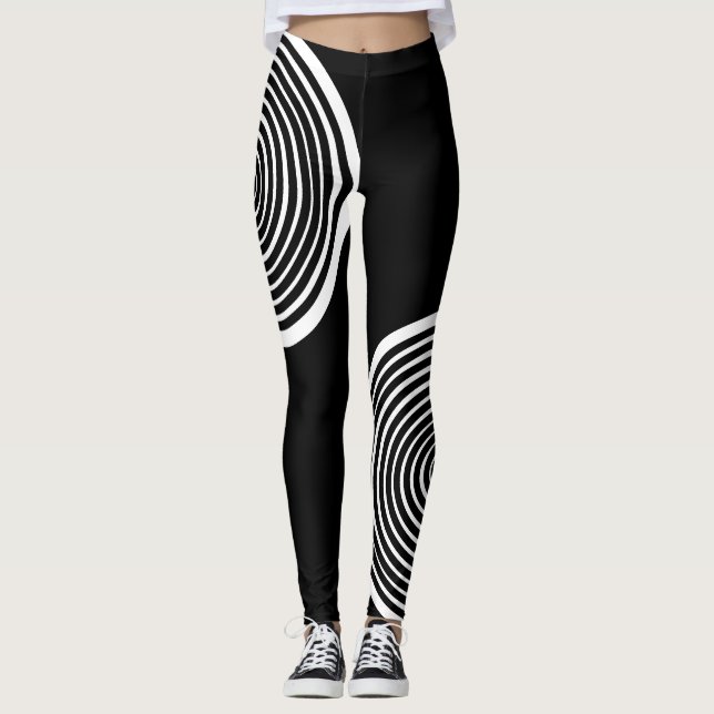 Leggings in Schwarz-Weiß-Streifen (Vorderseite)