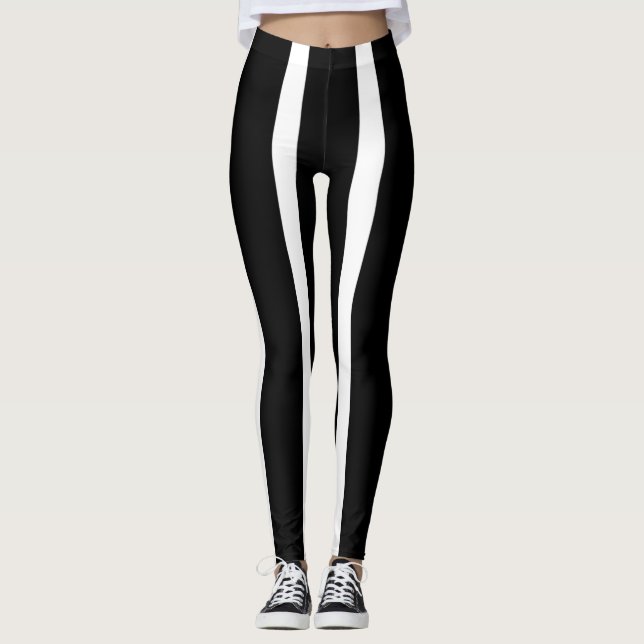Leggings in Schwarz-Weiß-Streifen (Vorderseite)