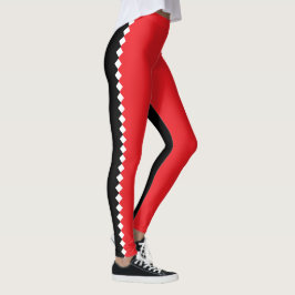 Leggings in schwarzer, roter und weißer Rautenform