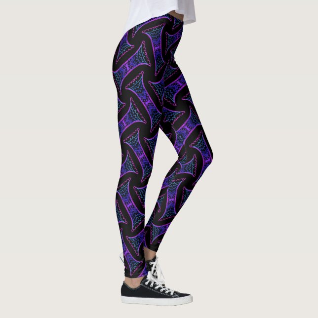Leggings Jimette Blaue Mauve Design auf Schwarz (Rechts)