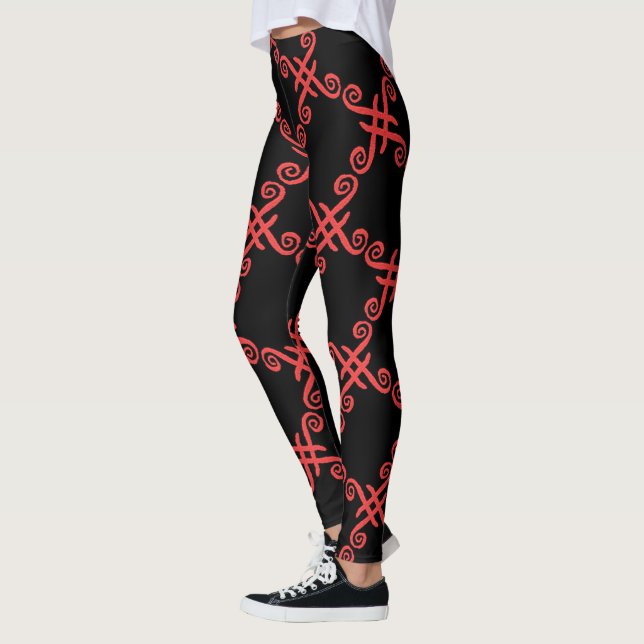 Leggings Jimette Design Rot auf Schwarz (Links)