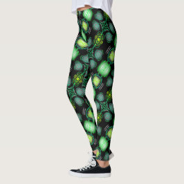 Leggings Jimette Grünes Design auf schwarz