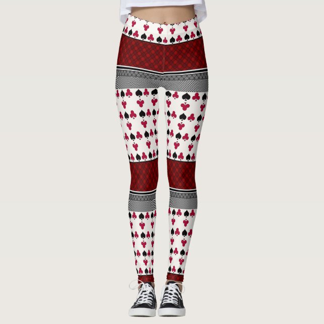 Leggings Jugendkartenspiel in Schwarz und Rot (Vorderseite)
