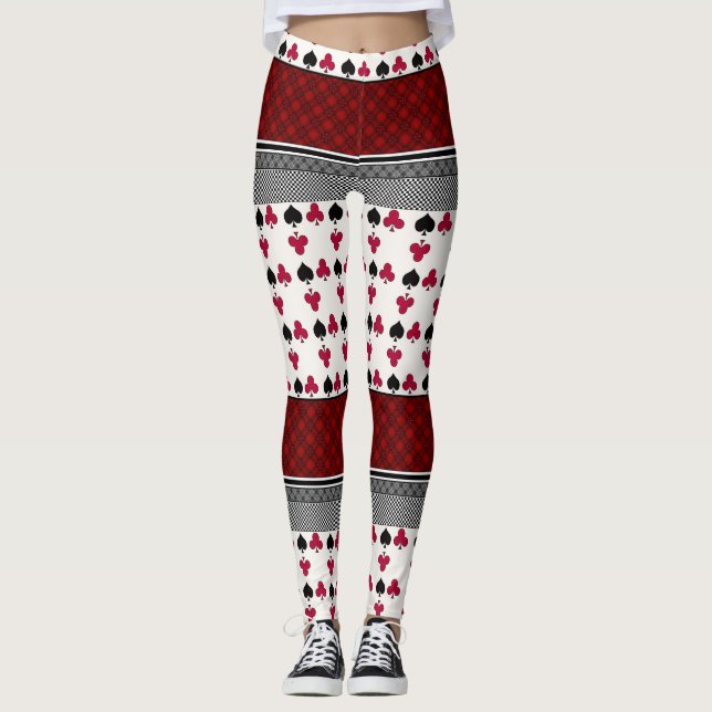 Leggings Jugendkartenspiel in Schwarz und Rot (Vorderseite)