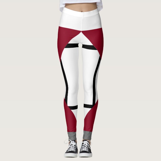 Leggings Komposition I Lozenges mit 4 Zeilen Rot G (Vorderseite)