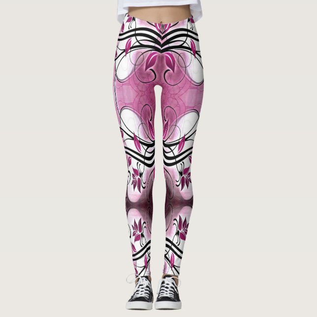Leggings lila Batik abstraktes Motiv (Vorderseite)