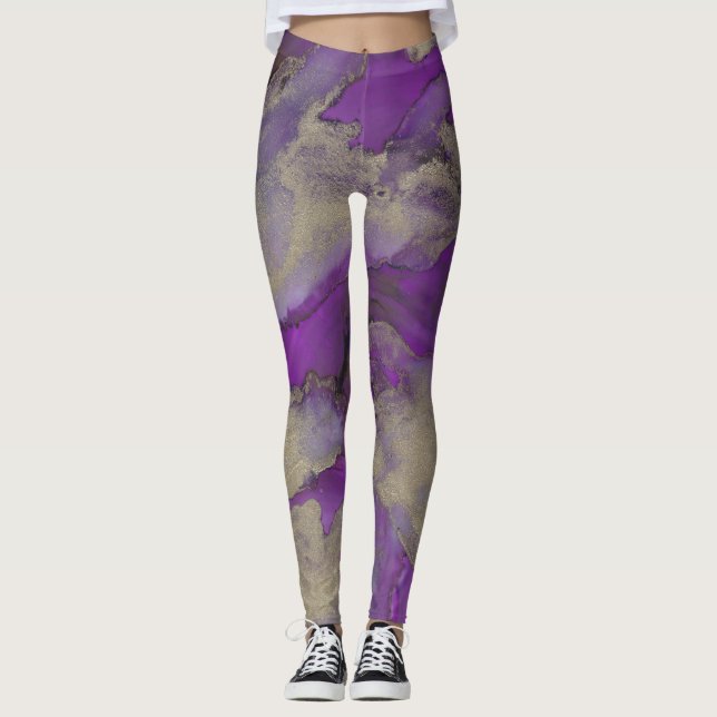 Leggings Lila/Goldfarbendesign (Vorderseite)