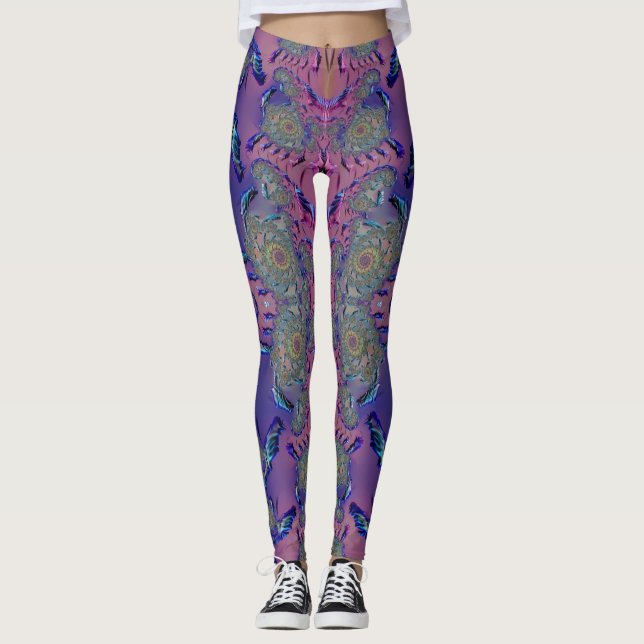 Leggings ~mauve blau grün 3D ~ Original (Vorderseite)