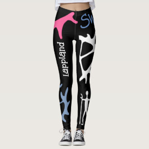 Leggings med samiska tecken i vitpå svart
