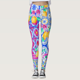 Leggings mediterraner Lemon und Tile Dolce Pattern