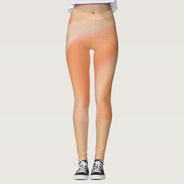 Leggings mit abstrakt pfirsichfarbenem Design (Vorderseite)