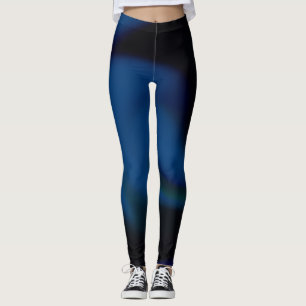 Leggings mit abstraktem blau-schwarzem Design