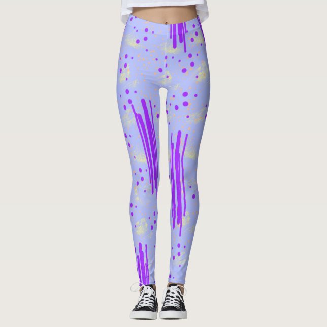 Leggings mit Abstraktem Blau und Lila Design (Vorderseite)