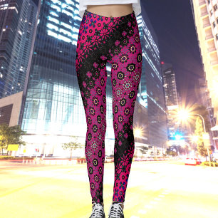 Leggings mit abstraktem, rosafarbenem Muster