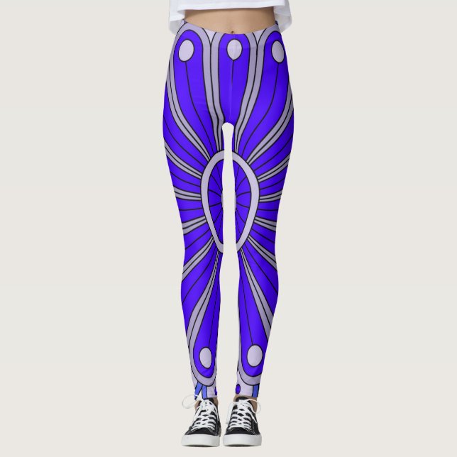 Leggings mit blauer Kunst (Vorderseite)