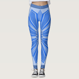 Leggings mit blauer Kunst