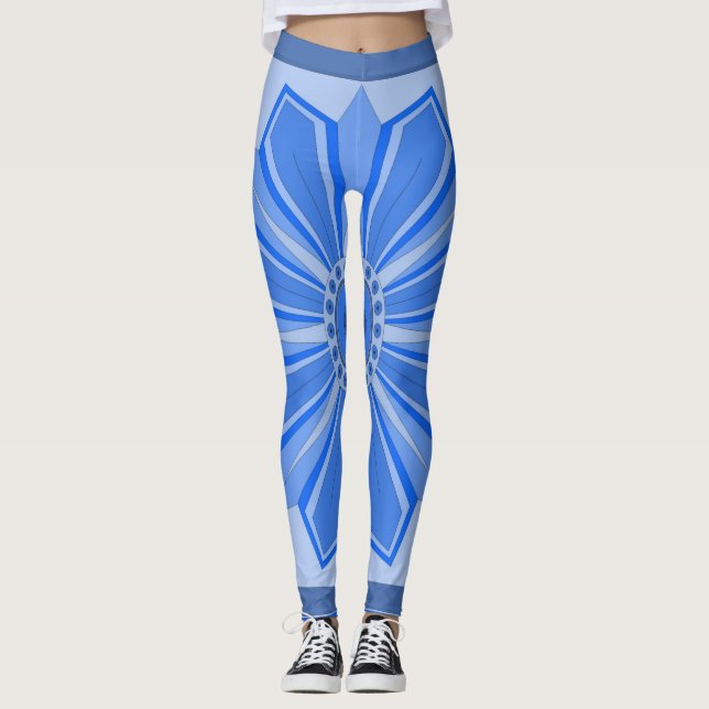 Leggings mit blauer Kunst (Vorderseite)