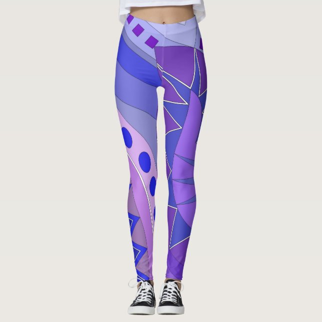 Leggings mit blauer lässiger Kunst (Vorderseite)