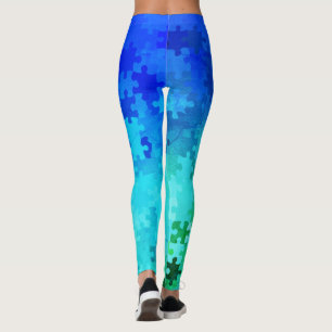 Leggings mit bläulich-grünem Gradient Puzzle