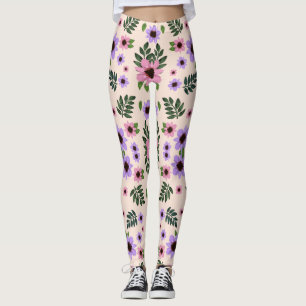 Leggings mit Blumenmuster mit rosa 
