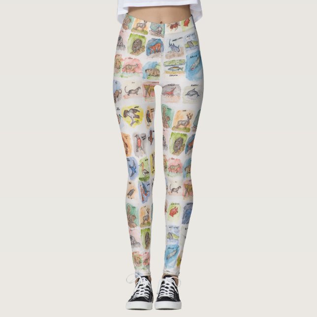 Leggings mit Eichhörnchen und anderen Tieren (Vorderseite)