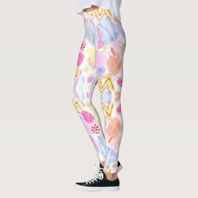 Leggings mit einem farbenfrohen abstrakten Muster  (Links)