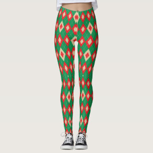 Leggings mit einem festlichen roten und grünen Arg