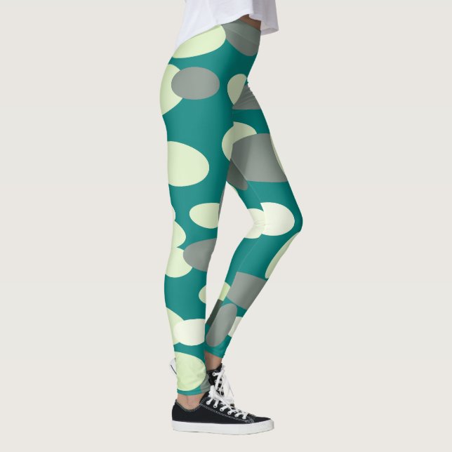 Leggings mit einem grünen Happy Oval Spots (Rechts)