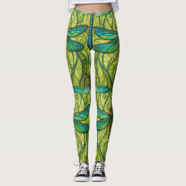 Leggings mit einem lebendigen Libellenmuster