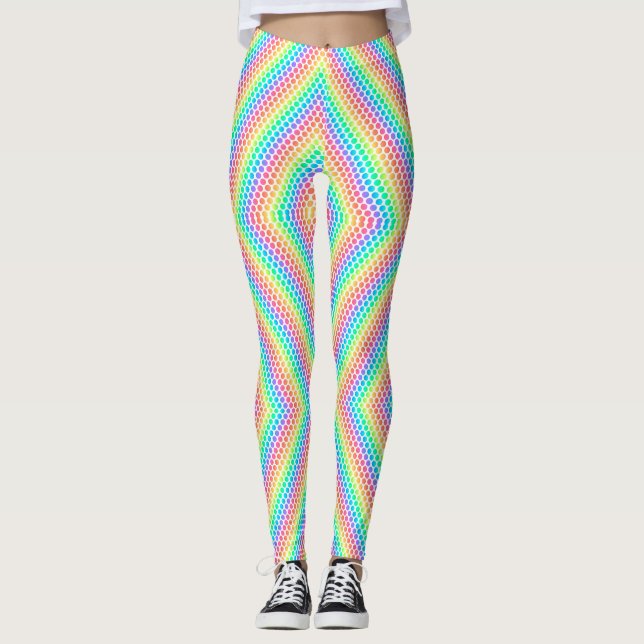 Leggings mit einem lebendigen Regenbogen-Punktmust (Vorderseite)