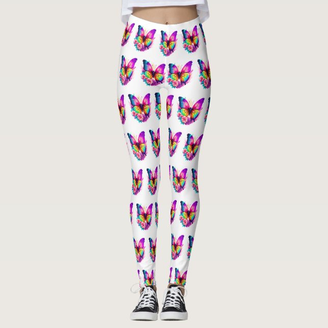 Leggings mit farbigen Butterfly-Designs (Vorderseite)