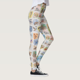 Leggings mit farbigen Tierbildern