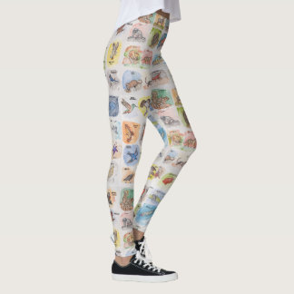Leggings mit farbigen Tierbildern