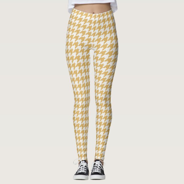 Leggings mit gelbem Hahnentrittmuster (Vorderseite)
