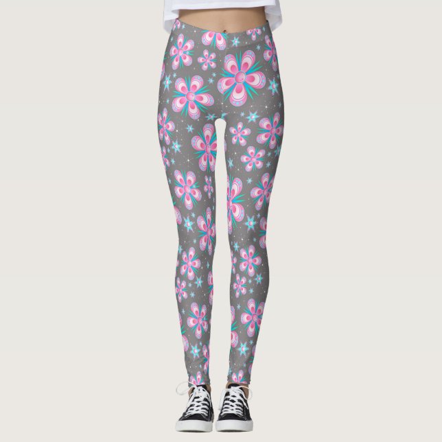 Leggings mit geometrischer Geometrie in Rosa und G (Vorderseite)