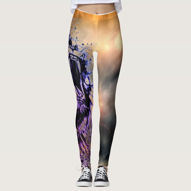 LEGGINGS MIT GESPALTEM TTIGER UND STORMLICHEM HIMM (Vorderseite)