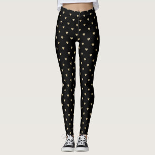 Leggings mit goldenem All-Over-Print und rosa Herz