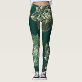 Leggings mit Goldmagnolie