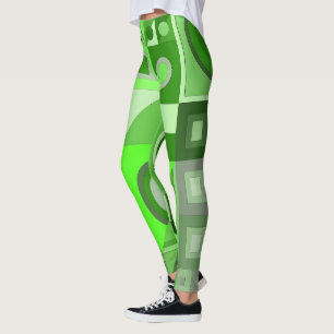Leggings mit grüner, lässiger Kunst