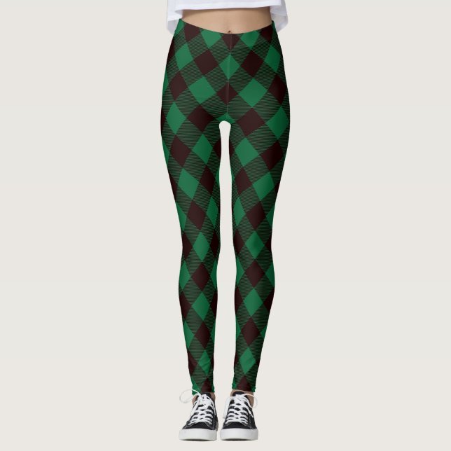 Leggings mit grüner/schwarzer Schachtel (Vorderseite)