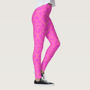 Leggings mit heißen rosa und orangefarbenen Blumen