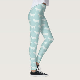 Leggings mit hellblauer und weißer Dackel