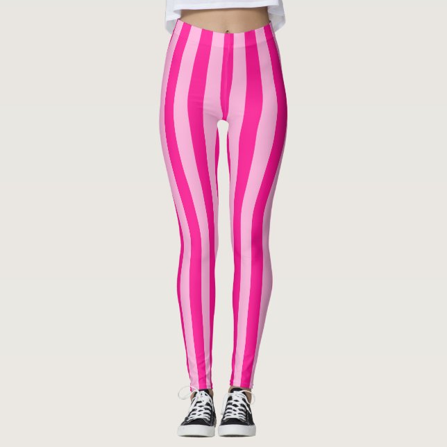 Leggings mit hellrosa und rosafarbenen Streifen (Vorderseite)